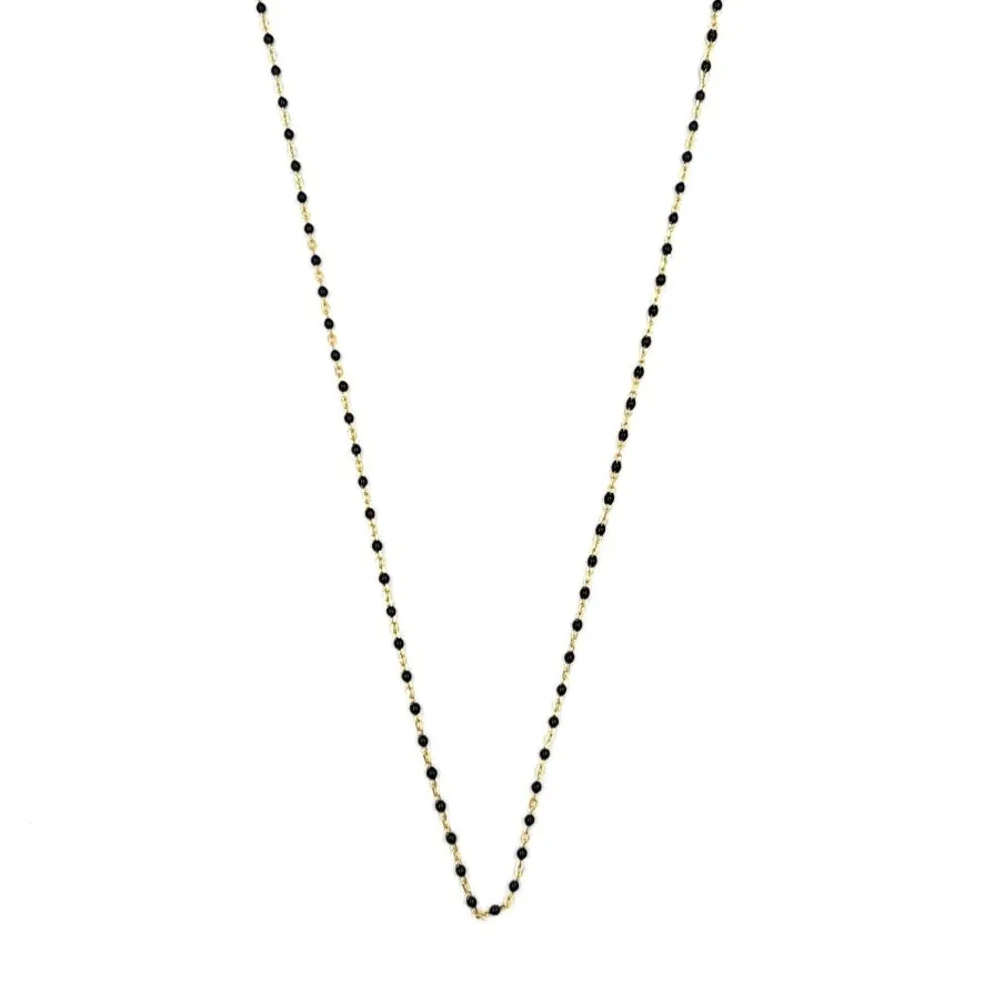 Ashley Gold Sterling Silver Gold Plated Black Enamel Beaded Necklace