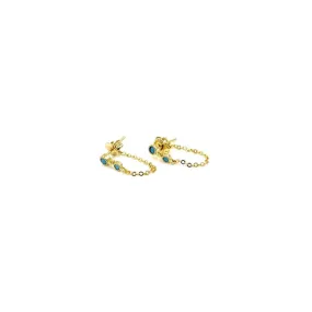 Ashley Gold Sterling Silver Gold Plated Chain Design And Turquoise Earrings
