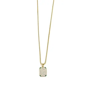 Ashley Gold Sterling Silver Gold Plated CZ ID Tag Pendant Necklace