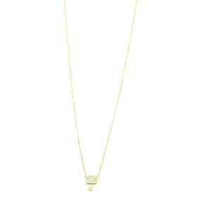 Ashley Gold Sterling Silver Gold Plated CZ Small Mushroom Pendant Necklace