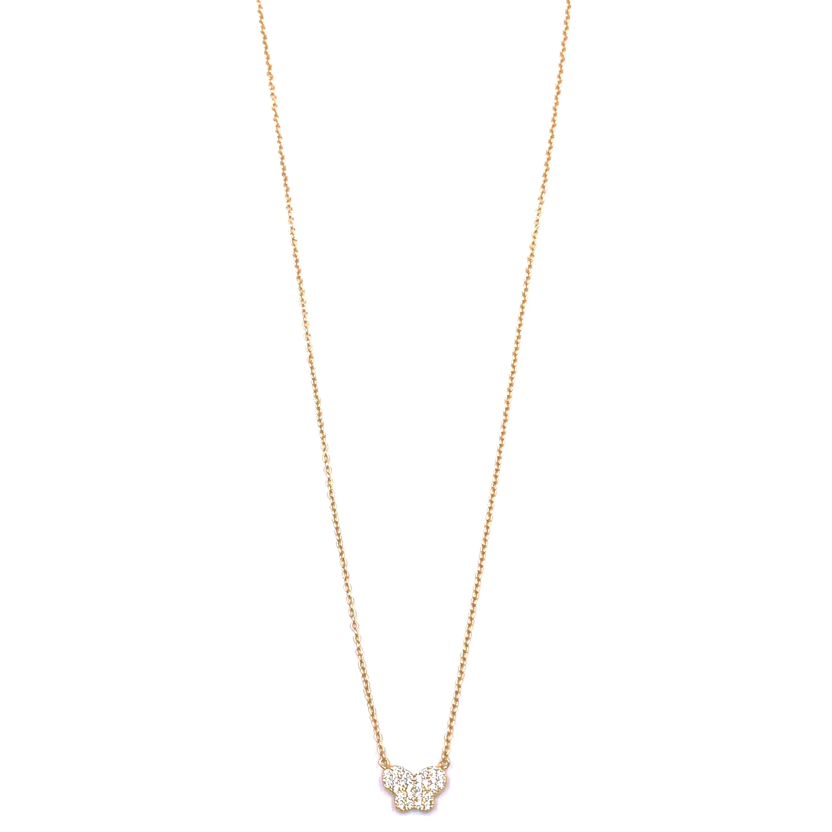 Ashley Gold Sterling Silver Gold Plated Mini CZ Butterfly Necklace