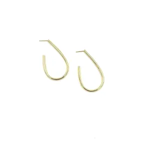 Ashley Gold Sterling Silver Gold Plated Oval Open Drop Hoop Earrings