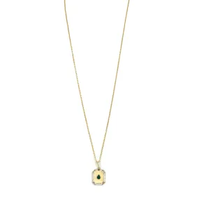 Ashley Gold Sterling Silver Gold Plated Rectangle Green CZ Pendant Necklace