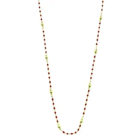 Ashley Gold Sterling Silver Gold Plated Red Beaded Enamel And Gold Ball Design Necklace