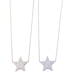 Ashley Gold Sterling Silver Large CZ Star Pendant Necklace