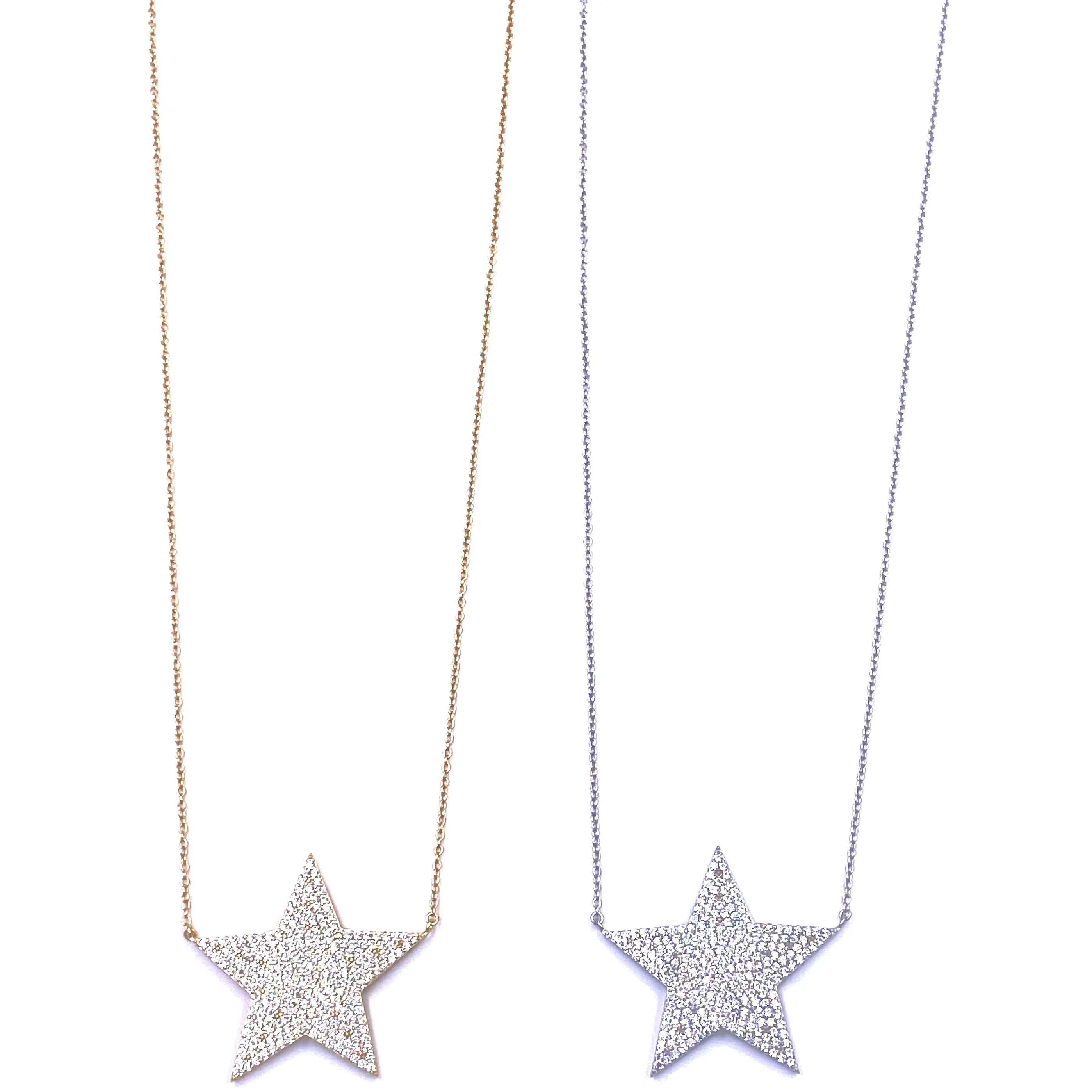 Ashley Gold Sterling Silver Large CZ Star Pendant Necklace