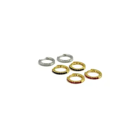 Ashley Gold Sterling Silver Mini Hoop CZ Earrings