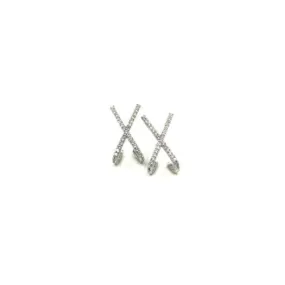 Ashley Gold Sterling Silver "X" CZ Design Cuff Earrings