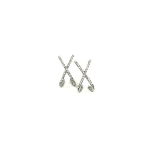 Ashley Gold Sterling Silver "X" CZ Design Cuff Earrings