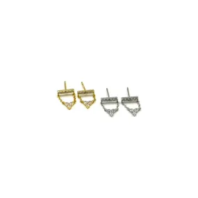 Ashley Gold Sterling Silver Triangle CZ Chain Drop Earrings