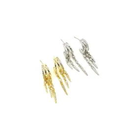 Ashley Gold Sterling Silver Triple Bar Tripole Chaim CZ Drop Earrings