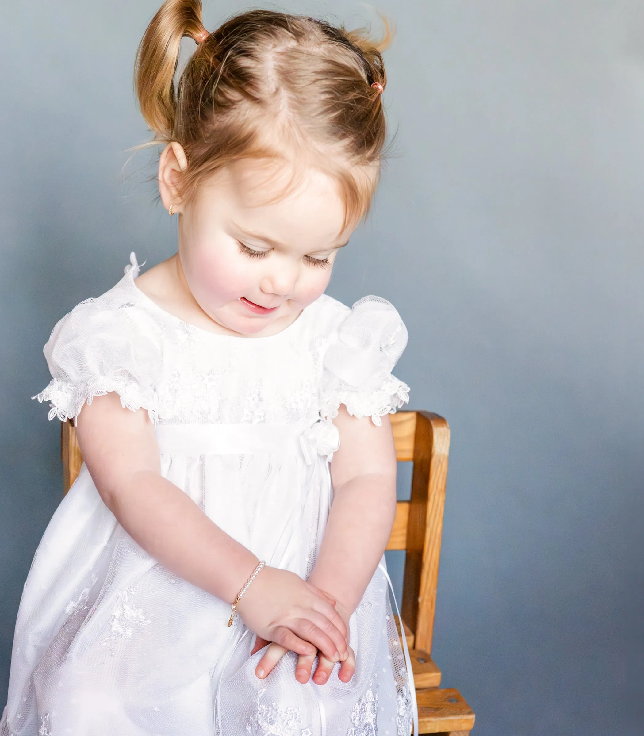 Audrey-14K Gold-Plated Pearl Bracelet with Simulated Pearls for Babies, Toddlers and Little Girls