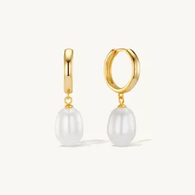 Aura Pearl Hoop Earrings Gold
