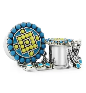 Aztec Blue Gem Stainless Steel Plugs