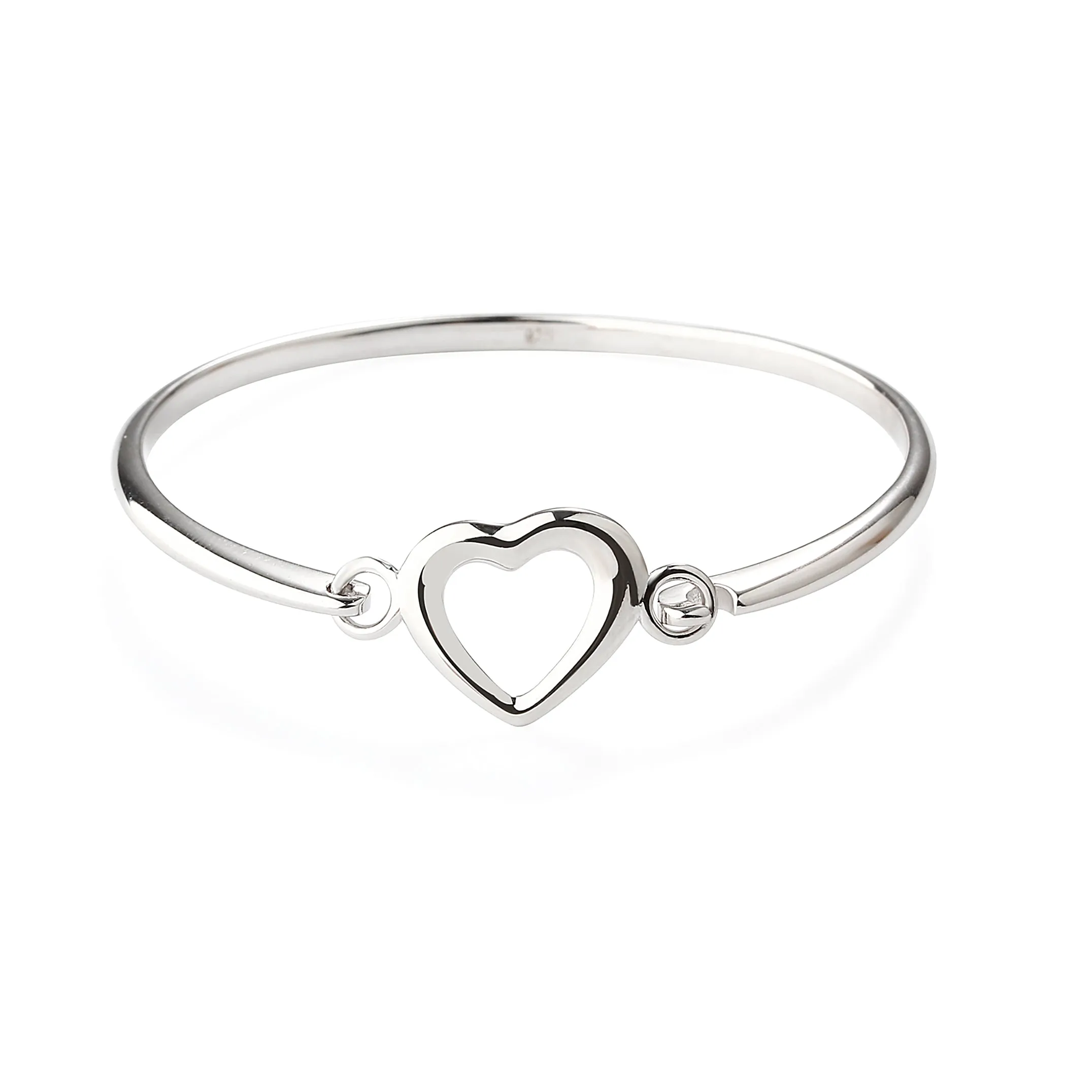Bangle (Heart) - Sterling Silver Heart Bracelet for Child
