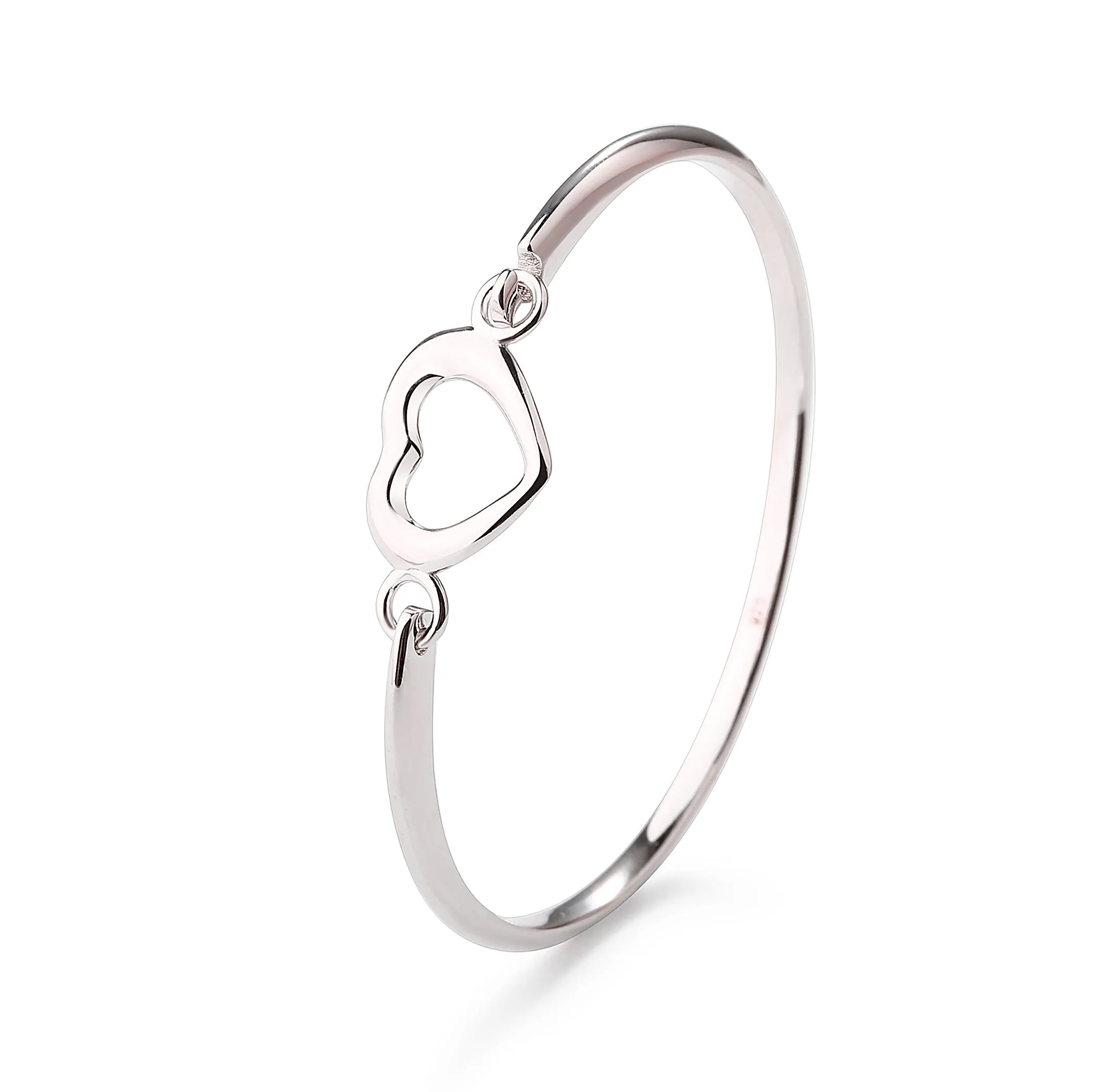 Bangle (Heart) - Sterling Silver Heart Bracelet for Child