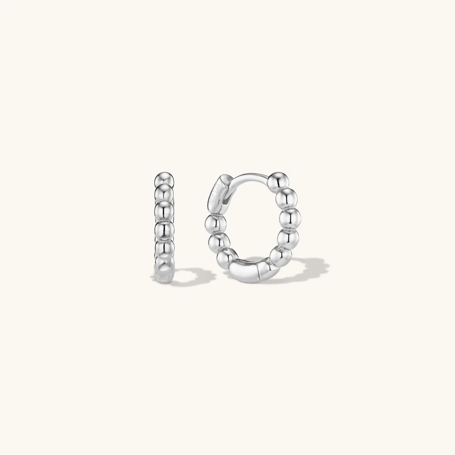 Beaded Huggies Silver