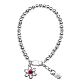 Birthstone Bracelet - Sterling Silver Silver Daisy for Babies and Girls