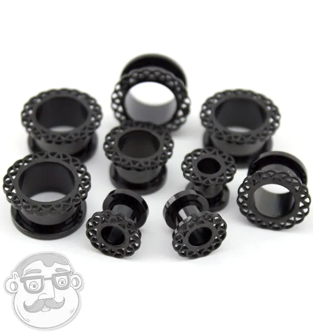 Black Coil Ornamental Stainless Steel Tunnel Plugs