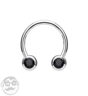 Black CZ Steel Stainless Circular Barbell
