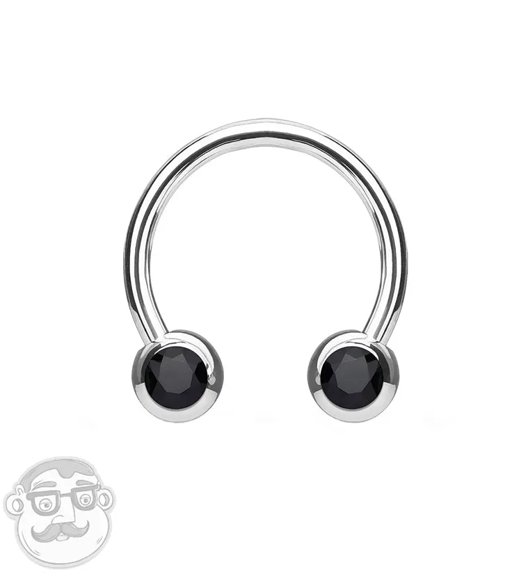 Black CZ Steel Stainless Circular Barbell