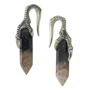 Black Flame Petrified Palm Root Raven Claw White Brass Ear Weights