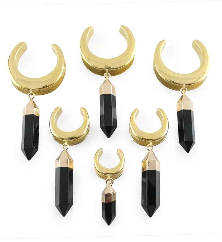 Black Prism Dangle Gold PVD Stainless Steel Saddles
