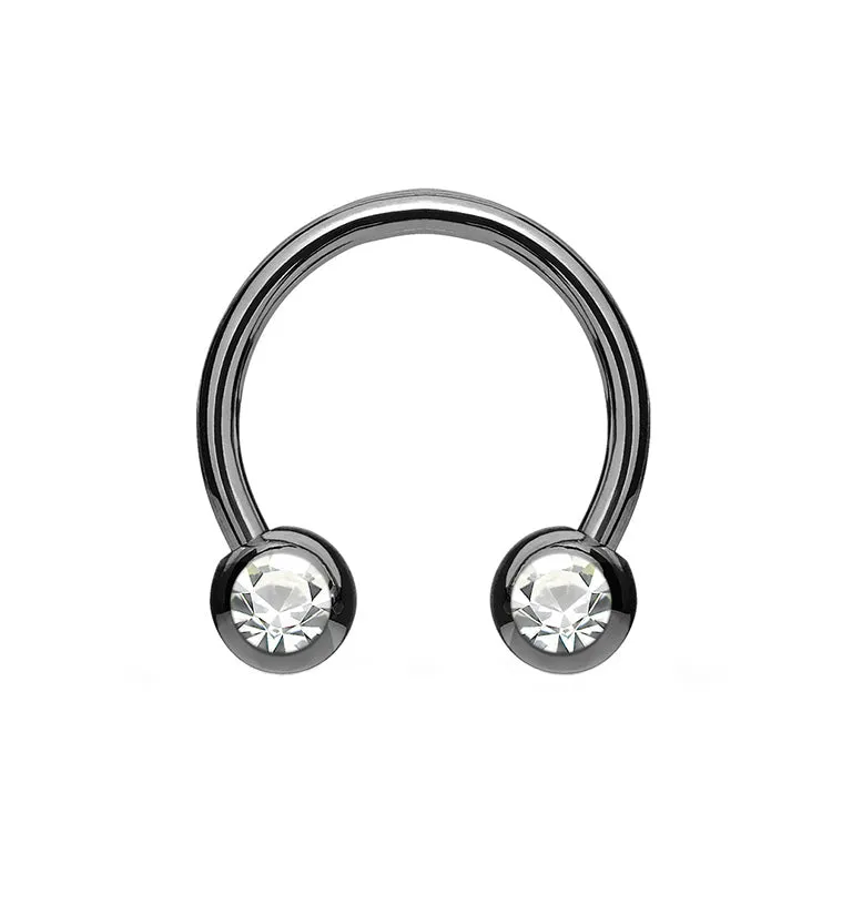 Black PVD CZ Circular Barbell
