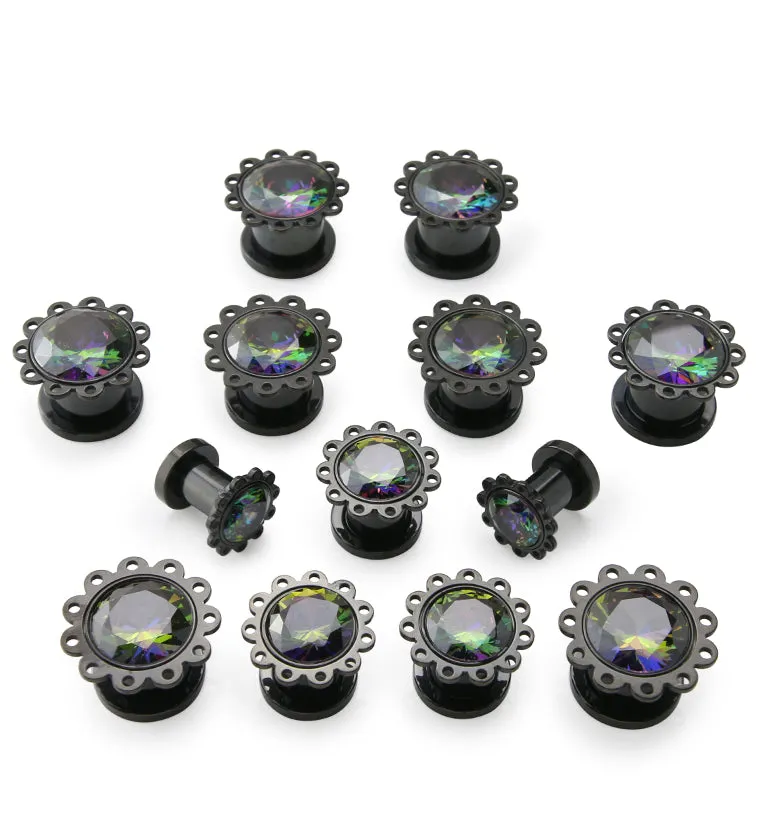 Black PVD Eyelet Black Aurora Stainless Steel Screw Back Tunnels