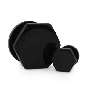Black PVD Hexagon Single Flare Plugs