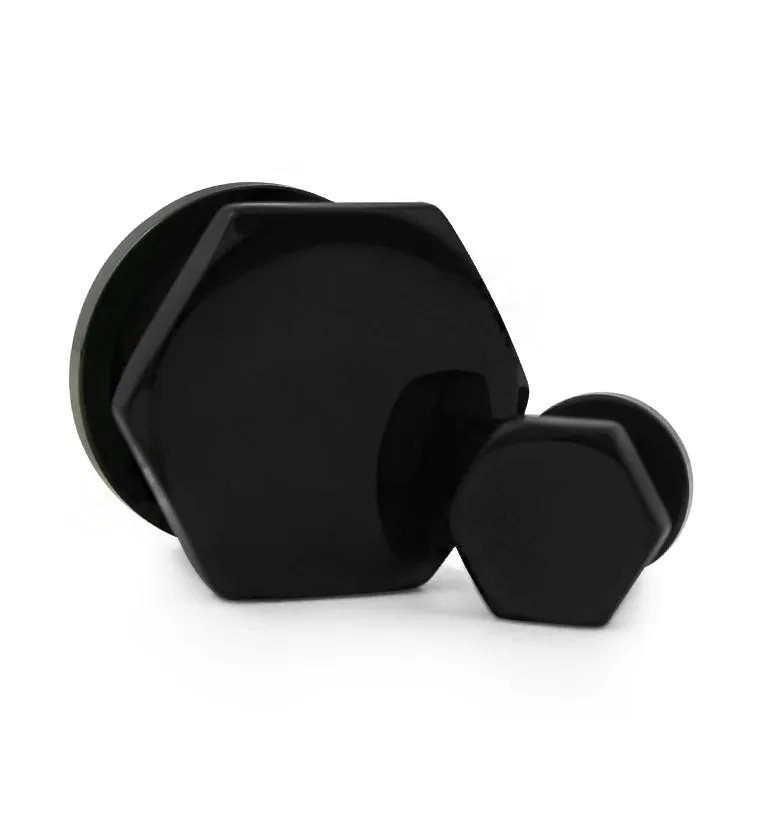 Black PVD Hexagon Single Flare Plugs
