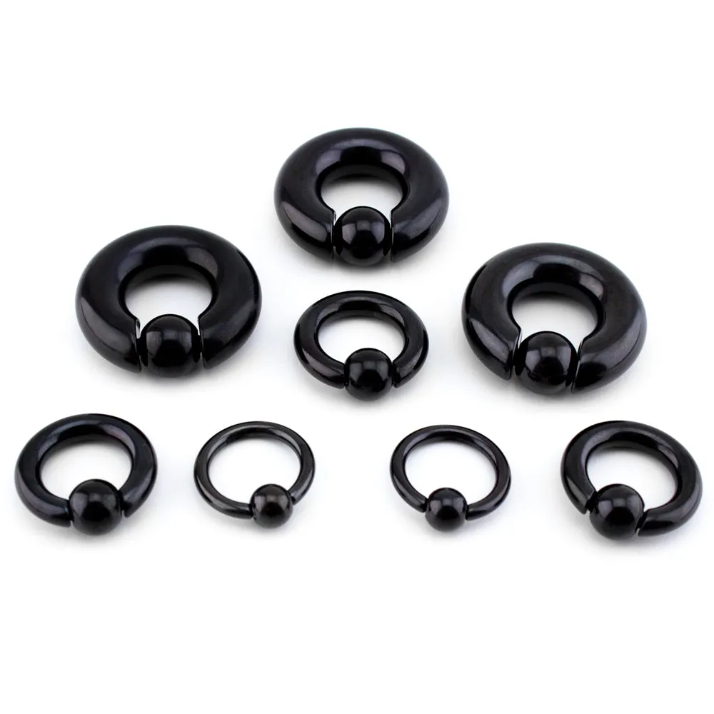 Black PVD Spring Bead Captive Ring