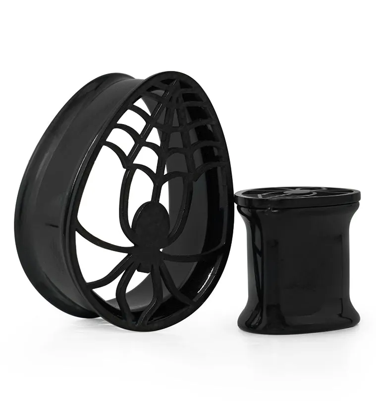Black PVD Teardrop Spider Web Cutout Tunnels