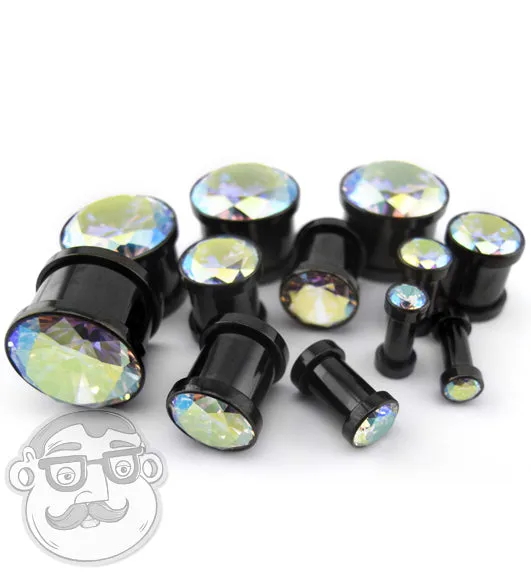 Black Rainbow Aurora Gem Stainless Steel Plugs