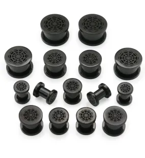 Black Spider Web Stainless Steel Tunnel Plugs
