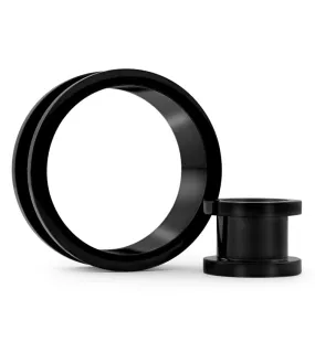 Black Stainless Steel Screw On Ear Tunnels