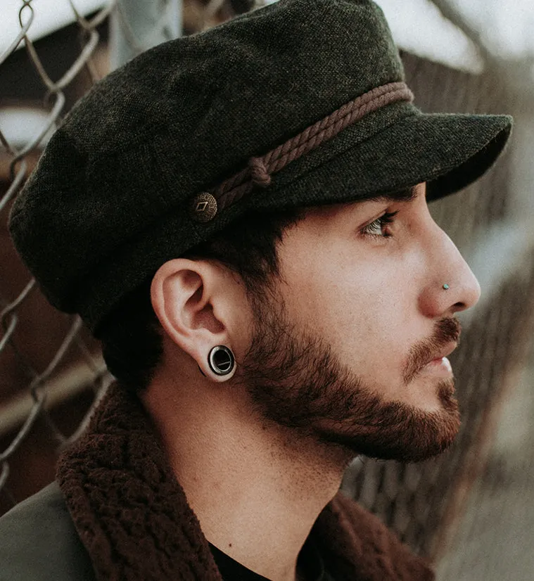 Black Stainless Steel Screw On Ear Tunnels