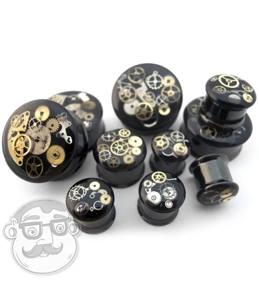 Black Steel Steampunk Plugs