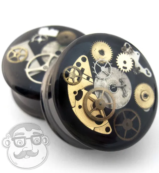 Black Steel Steampunk Plugs