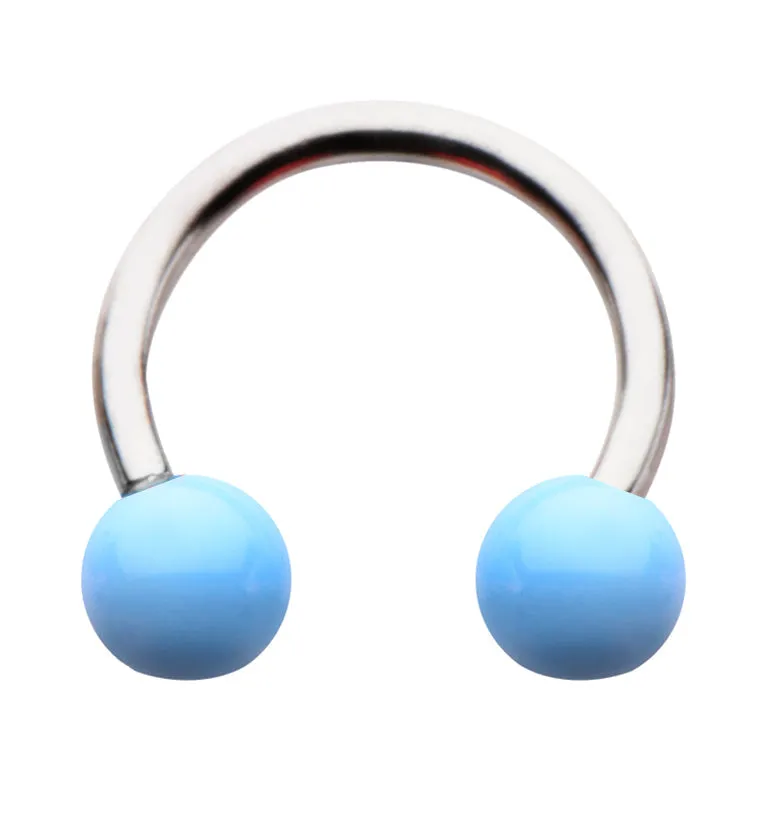 Blue Ceramic Stainless Steel Circular Barbell