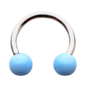 Blue Ceramic Stainless Steel Circular Barbell
