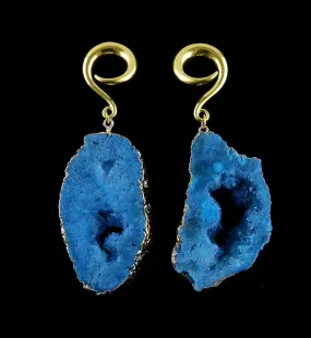 Blue Druzy Agate Slice Hangers