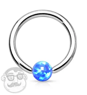 Blue Opalite Captive Ring Stainless Steel