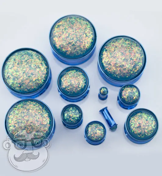 Blue Opalite Flash PVD Stainless Steel Plugs