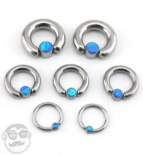 Blue Opalite Flat Disk Captive Ring