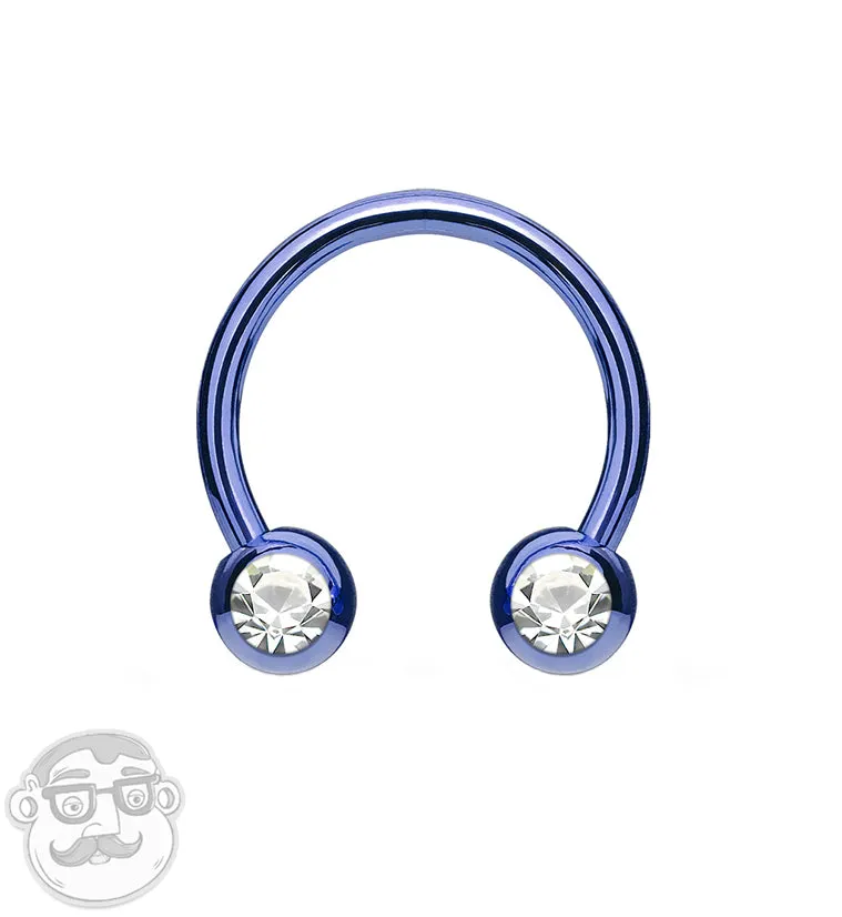 Blue PVD CZ Circular Barbell