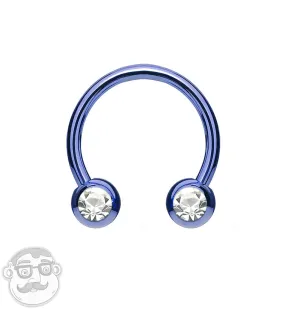 Blue PVD CZ Circular Barbell