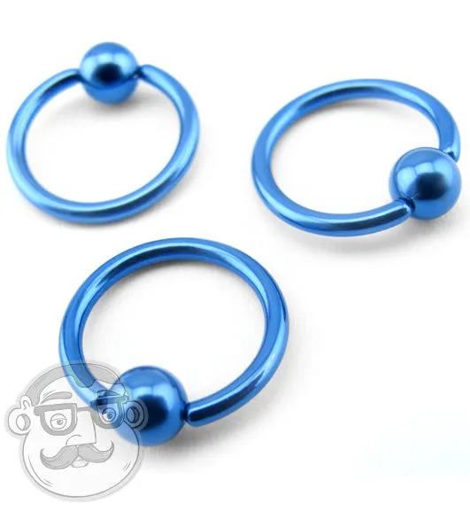 Blue Titanium Captive Ring