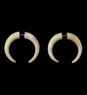 Bone Fake Gauge Horseshoe Tribal Earrings