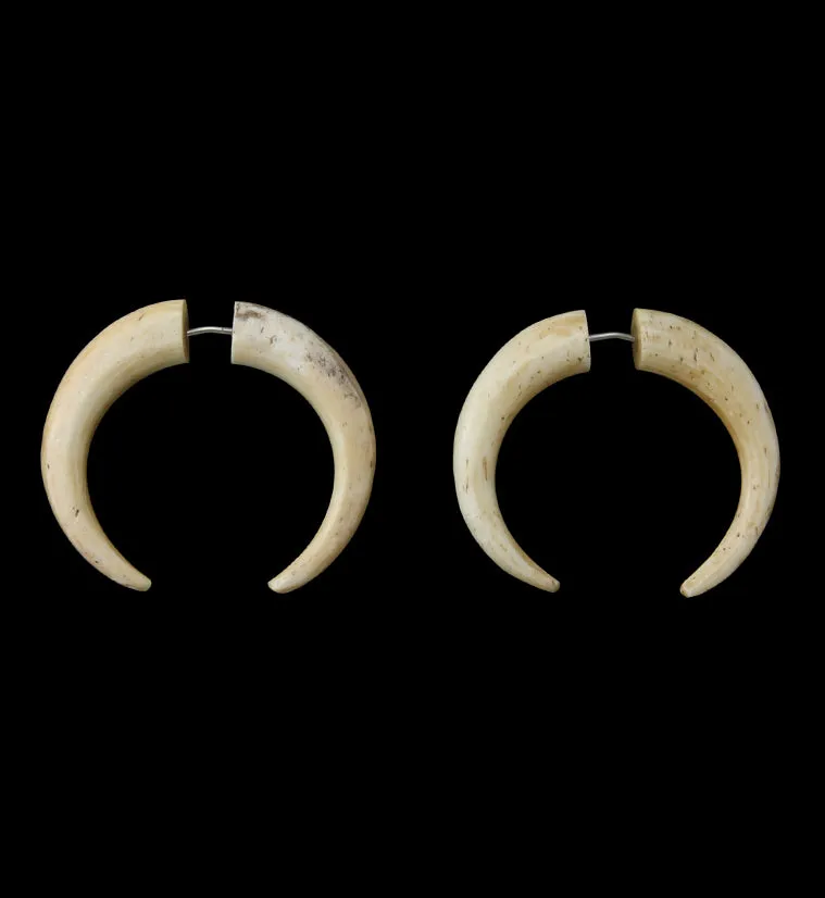 Bone Fake Gauge Horseshoe Tribal Earrings